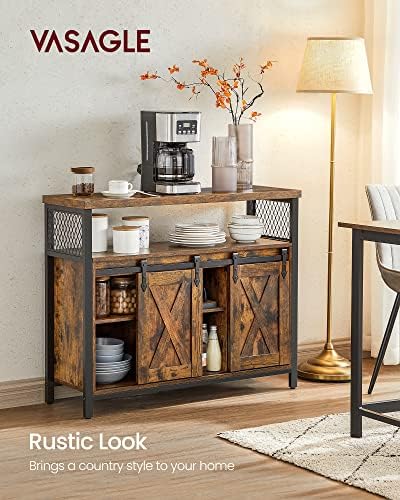 VASAGLE Buffet Cabinet, Coffee Bar with 2 Sliding Barn Doors