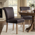 CHUN YI Dining Chairs Set of 2, Faux Leather Dining Room Chairs, Upholstered Modern Kitchen Parsons Chairs for Dining Room with Sturdy Wood Legs, Vintage Brown