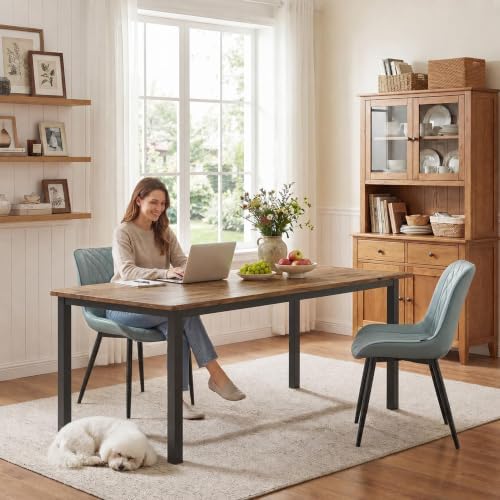 GarveeHome 71in Industrial Dining Table for 6 People