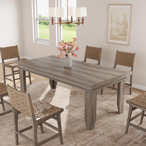 GarveeHome Farmhouse Dining Table for 6-8 People, 71" Long Kitchen Tables