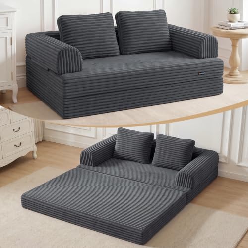 COMAX Convertible Futon Sofa Bed, 59" Folding Boneless Loveseat Small Couch
