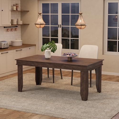 GarveeHome Farmhouse Dining Table for 4-6 People, 63" Long Kitchen Tables