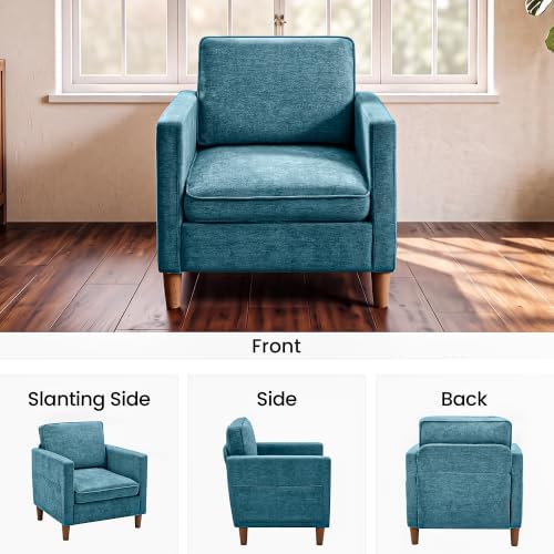 Chenille Accent Chair Mid Century Modern Reading Armchair for Living Room