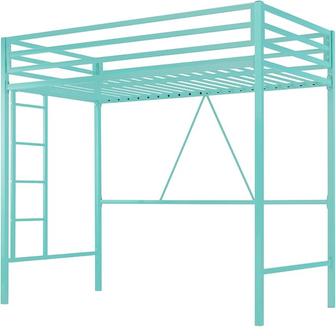 SHA CERLIN Loft Bed Twin Size with Ladder and Guardrail,Aqua Blue