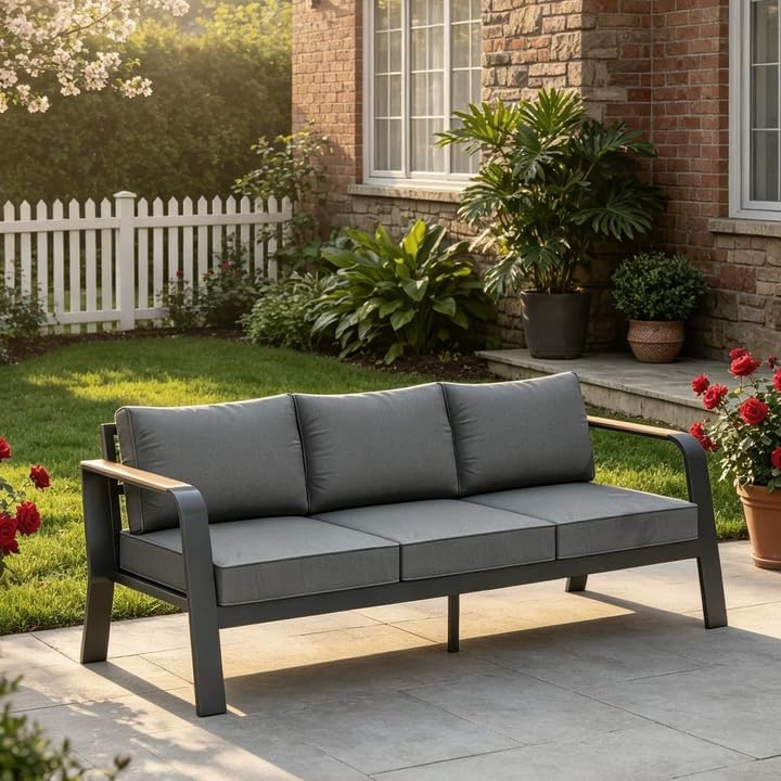 Garvee Outdoor Aluminum Patio Furniture 1 Pcs 3-Seat Outdoor Furniture
