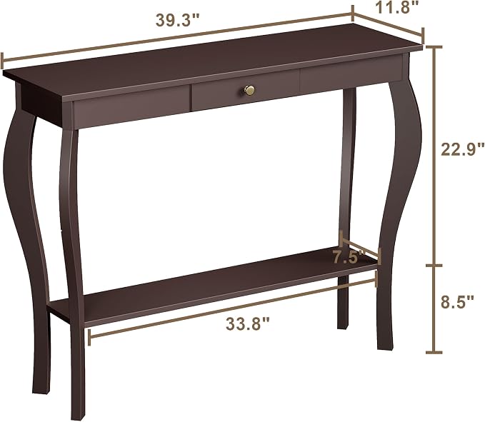 ChooChoo 39" Narrow Entryway Table with Drawer, Espresso