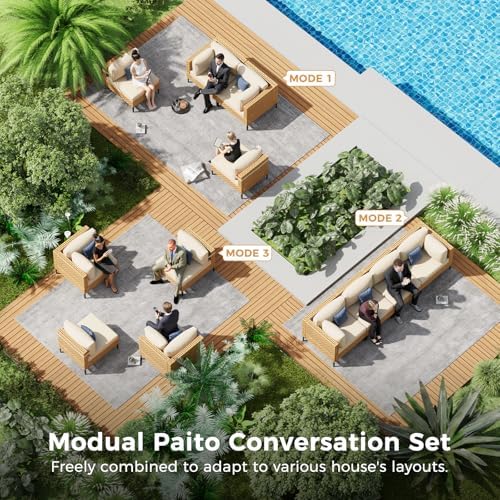 ABCASA 4-Pieces Patio Furniture Set with Non-Slip Cushions & Coffee Table