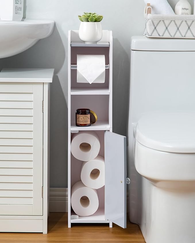 AOJEZOR Toilet Paper Holder Small: Bathroom Storage Cabinet for Renters
