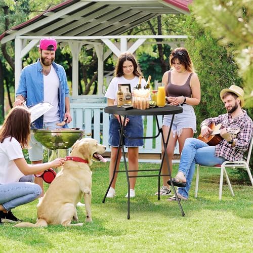 VINGLI 32" Cocktail Table, Folding Round Table Bar Height, High Top Table