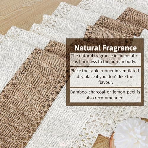 FEXIA Boho Table Runner for Fall Home Decor 12x72 Rustic with Tassels