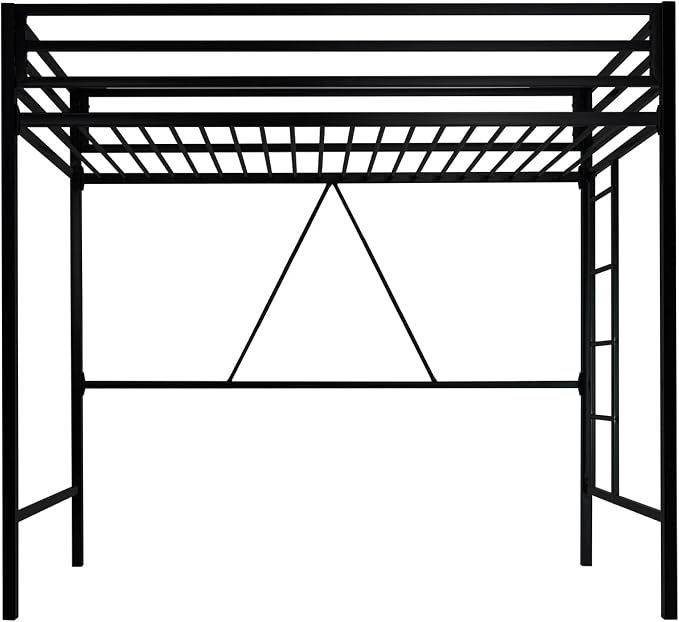 SHA CERLIN Loft Bed Twin Size with Ladder and Guardrail,Black