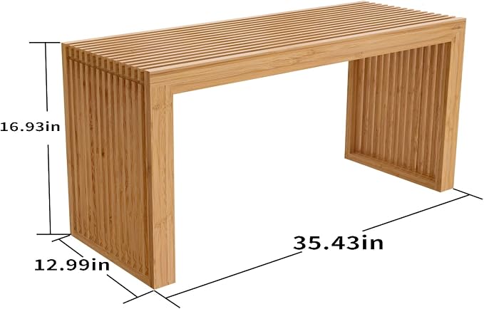 APRTAT Bamboo Dining Bench 35 Inch Indoor Wooden Shoe Benches for Entryway
