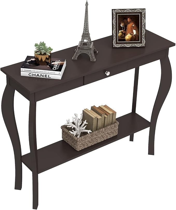 ChooChoo 39" Narrow Entryway Table with Drawer, Espresso