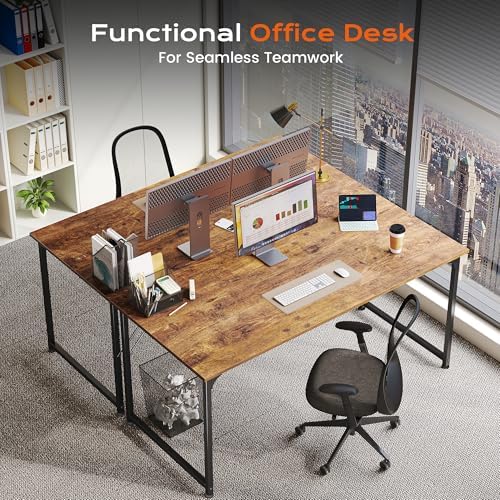 PRAISUN 47 X 24 Inch Computer Desk with Deeper Desktop, Gaming Office Writing Work Desk for Home Office, Study, Bedroom, Work from Home, Metal Frame, Rustic Brown