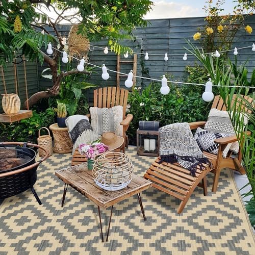 SAND MINE Reversible Mats, Plastic Straw Rug, Modern Area Rug, Large Floor Mat and Rug for Outdoors, RV, Patio, Backyard, Deck, Picnic, Beach, Trailer, Camping, Grey & Tan, 5' x 8'
