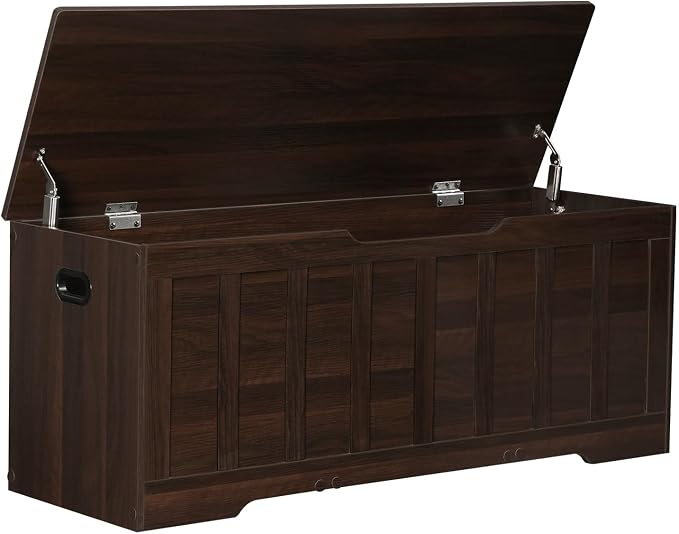 VANKILEY 47.2" Storage Chest Large,Trunk with 2 Safety Hinges(Espresso)