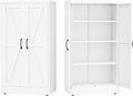 GAIOUS 43.3'' Tall Kitchen Pantry Cabinet, White Metal Storage Cabinet | with 2 Doors and 3 Adjustable Shelves, Steel Freestanding Cupboard, 4 Tier Bookcase for Dining Home Office Bathroom Bedroom