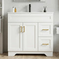 36 Inch Bathroom Vanity with Sink, Modern Wood Shaker Bathroom Vanity Cabinet with 2 Soft-Close Doors & 2 Drawers, Freestanding Bathroom Sink Storage Cabinet, Waterproof Painted Surface, White