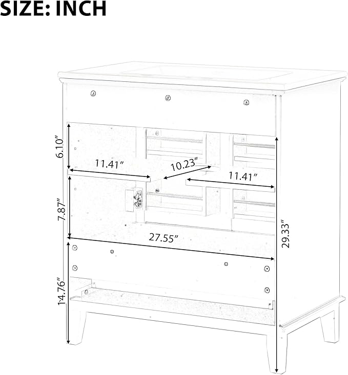 30" Bathroom Vanity Cabinet with Undermount Sink, Storage Rack Shelf, Multi-Functional Drawer Divider, Soft Closing Doors, Black