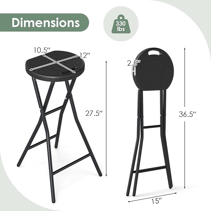 Goplus 4 Pack Folding Stool 27.5" Counter Height Backless Bar Chair