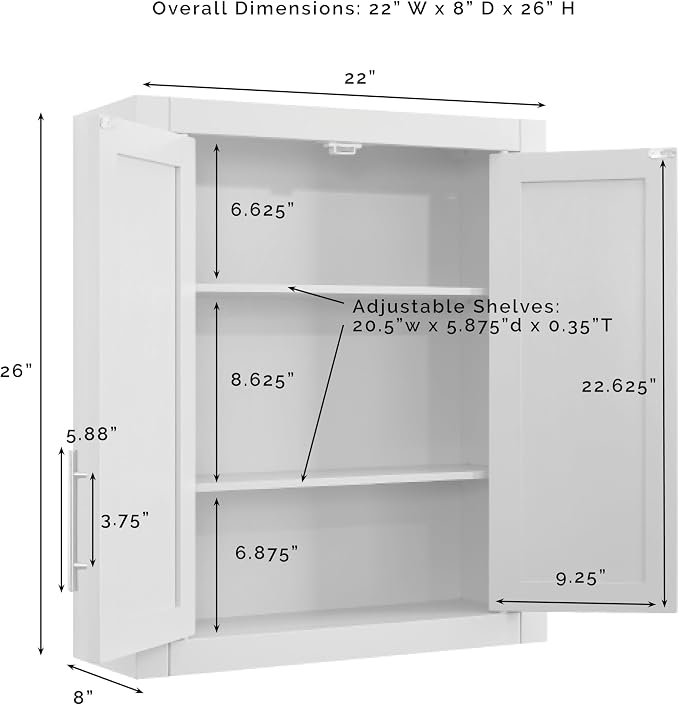 Crosley Furniture Savannah 2-Piece Wall Kitchen Storage Cabinet, Cabinets for Laundry, Bathroom, White