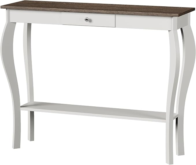 ChooChoo 39" Narrow Farmhouse Entryway Table with Drawer, Soft White