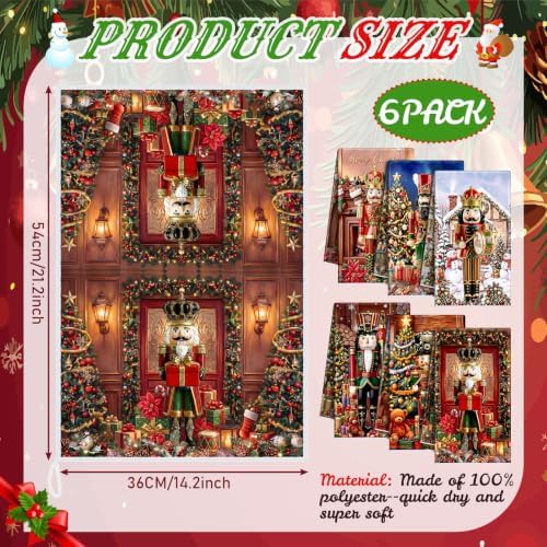 Redbaker 6 Pcs Christmas Kitchen Towels, Nutcracker Funny Dish Cloths
