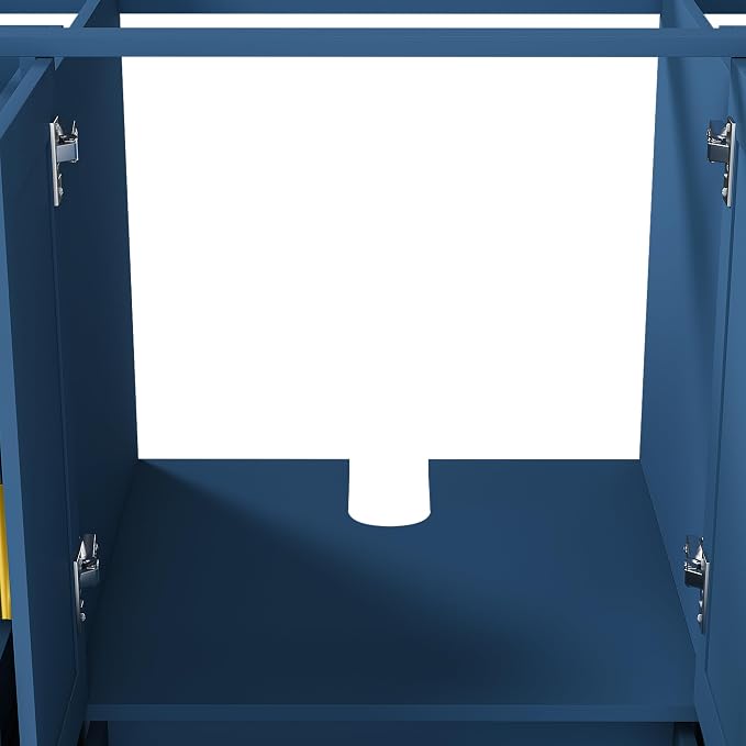 Montary 42" Modern Bathroom Vanity Base Cabinet, Solid Wood Construction | Soft-Close Double Doors & 9 Full-Extension Drawers(Basin & Top Not Included),Blue