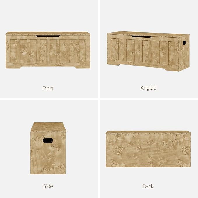 VANKILEY 47.2" Storage Chest Extra Large, Wooden Storage Bench(Rustic Glod)