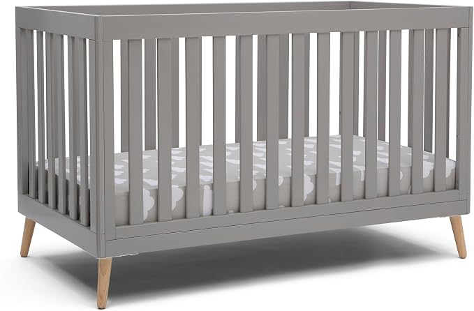 Delta Children Essex 4-in-1 Baby Crib & Mattress, Grey/Natural