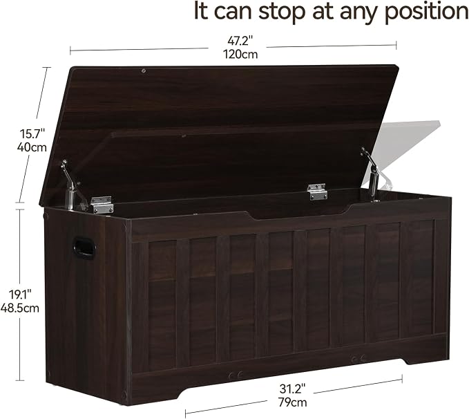 VANKILEY 43.3" Storage Chest Extra Large, Storage Bench.(Espresso).