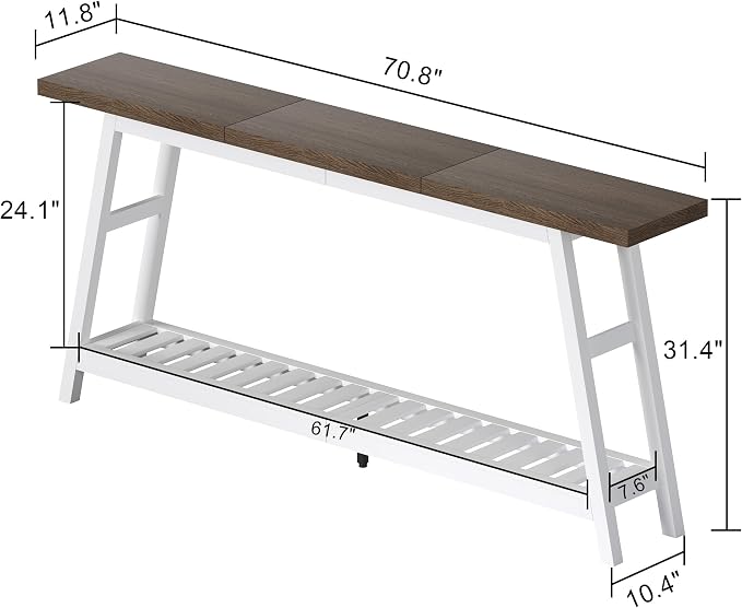 ChooChoo 70.9 Inch Long Console Tables for Entryway, Hallway Table, 2-Tier