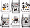 Redbaker 6 Pcs Black Cat Theme Kitchen Towels Funny Dish Towel