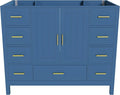 Montary 42" Modern Bathroom Vanity Base Cabinet, Solid Wood Construction | Soft-Close Double Doors & 9 Full-Extension Drawers(Basin & Top Not Included),Blue