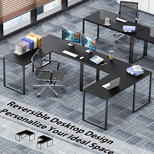 SHW Mission 48 x 48 L-Shape Home Office Computer Desk, Black