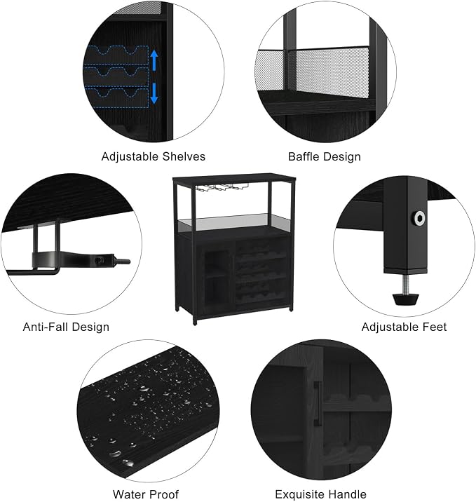 GAOMON Coffee Wine Bar Cabinet with Storage and Detachable Rack