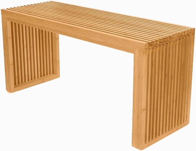 APRTAT Bamboo Dining Bench 35 Inch Indoor Wooden Shoe Benches for Entryway