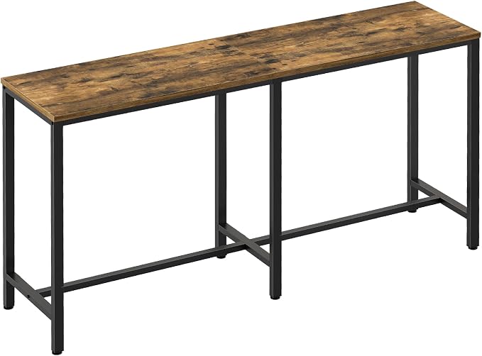 YATINEY 63" Long Bar Table, Counter Bar Height Table, High Top Table, Rectangular Bar Pub, for Kitchen, Living Room, Dining Room, Entryway, Rustic Brown and Black BT06BR