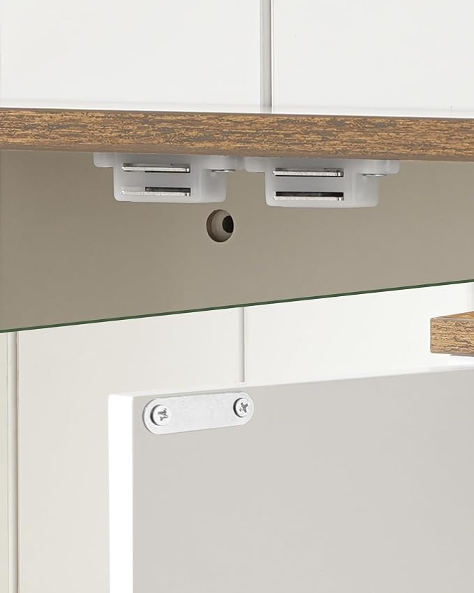 CHOEZON Bathroom Wall Cabinet, Medicine Cabinet with Open Partition and Towel Bar, Rustic Storage Cabinet with Open and Hidden Storage Space, for Bathroom, Living Room, Kitchen, White and Walnut