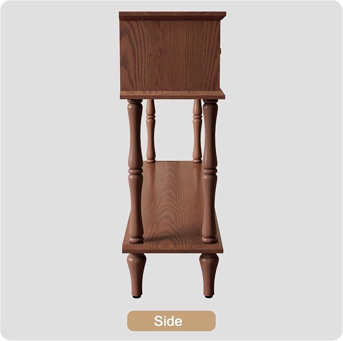 ARTPOWER 47" Mid-Century Console Table, 2 Drawers and Open Shelf, Brown