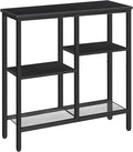 HOOBRO Narrow Console Table, Sofa Table, 4-Tier Industrial Entryway Table with Metal Mesh Shelf, Hallway Table with Adjustable Feet, for Entryway, Living Room, Hallway, Black BB79XG01