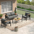 Garvee Aluminum Outdoor Patio Furniture Set with Coffee Table 4 Seats