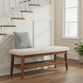 HUIMO Upholstered Entryway Shoe Bench, Button Tufted End of Bed Bench,Beige