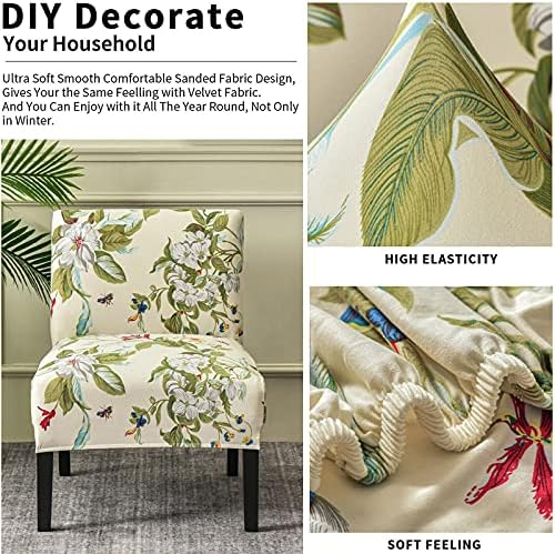 Eco-Ancheng Armless Chair Slipcover - Removable, Washable, Printed Covers for Living & Dining Room