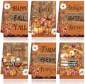 Redbaker 6 Pcs Fall Kitchen Towels, Dark Pumpkin Funny Dish Towel, Autumn Absorbent Farmhouse Decorative Fast Drying Tea Dishcloth with Hanging Loop for Kitchen Bathroom Home Housewarming Gift