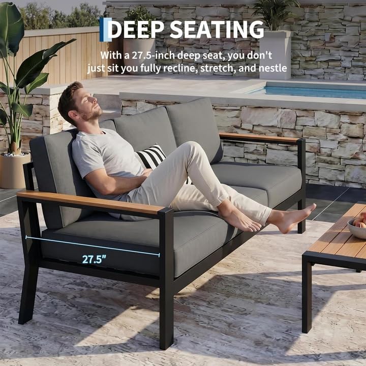 Garvee Outdoor Aluminum Patio Furniture 1 Pcs 3-Seat Outdoor Furniture