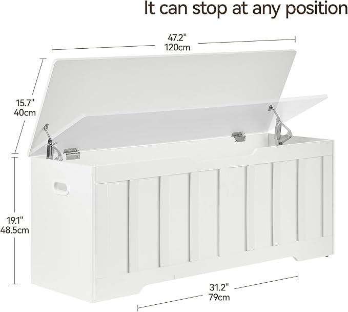 VANKILEY 47.2" Storage Chest Extra Large, Storage Bench.(White)