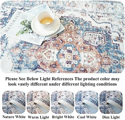 10x14 Washable Vintage Area Rug: Indoor Extra Large Rugs for Living Room Soft Stain Resistant Carpet with Non-Slip Backing Thin Accent Low Pile Print Floor Mat for Bedroom Dining Room(10x14 Brick)
