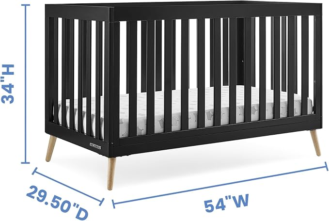 Delta Children Essex 4-in-1 Convertible Baby Crib, Ebony with Natural Legs