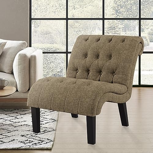 Accent Chairs Set of 2 Modern Armless Living Room Bedroom Side Chairs Button Tufted Upholstered Leisure Chair with Wood Legs